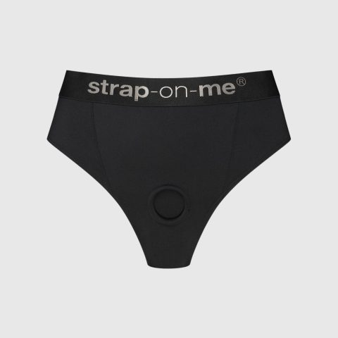 Трусики-бразиліана з фіксацією дилдо Strap-On-Me Harness Lingerie Idole – S – Black, високі