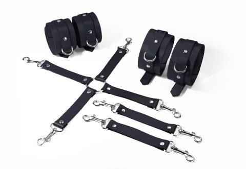 Набір для БДСМ Feral Feelings BDSM Kit 3 Black, наручники, поножі, хрестовина
