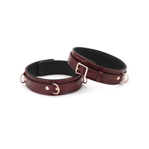 Фіксатори для стегон Liebe Seele Wine Red Thigh Cuffs S Size, натуральна  шкіра