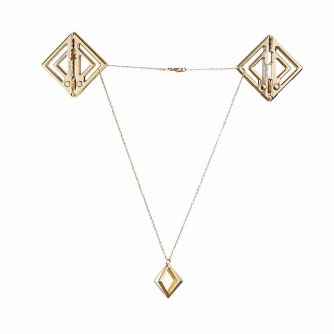 Затискачі для сосків з легкою підвіскою LOCKINK Adjustable Nipple Clamps with Light Pendant, золотисті