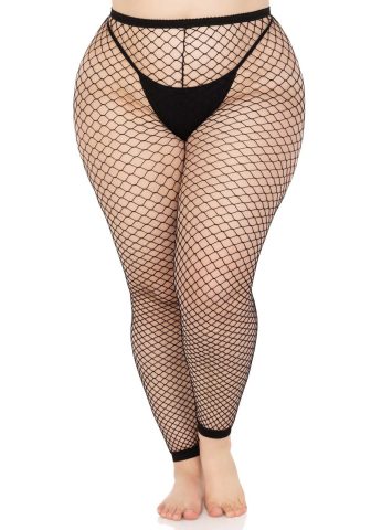 Колготки без стопи Leg Avenue Industrial Net footless tights, 1X/2X, чорні, в сітку