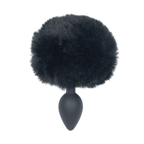 Анальна пробка з кролячим хвостиком Punishment – Bunny Tail Silicone Anal Plug – Black, 4,8 см