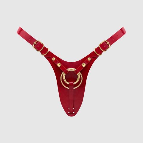 Трусики для страпона Strap-On-Me Leatherette Harness Fabulous - One Size - Red Glossy