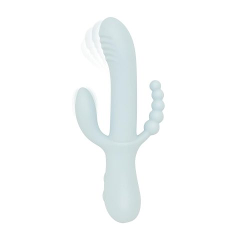 Потрійний вібратор Good Vibes Only – SAGE Triple Stimulation Vibe Soft Silicone – Blue, манливий рух