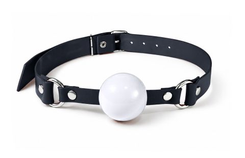Кляп силіконовий Feral Feelings Silicon Ball Gag Black/White, чорний ремінець, біла кулька
