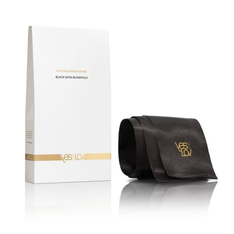 Сатинова пов’язка-стрічка на очі YESforLOV BLACK SATIN BLINDFOLD, підходить для зв’язування